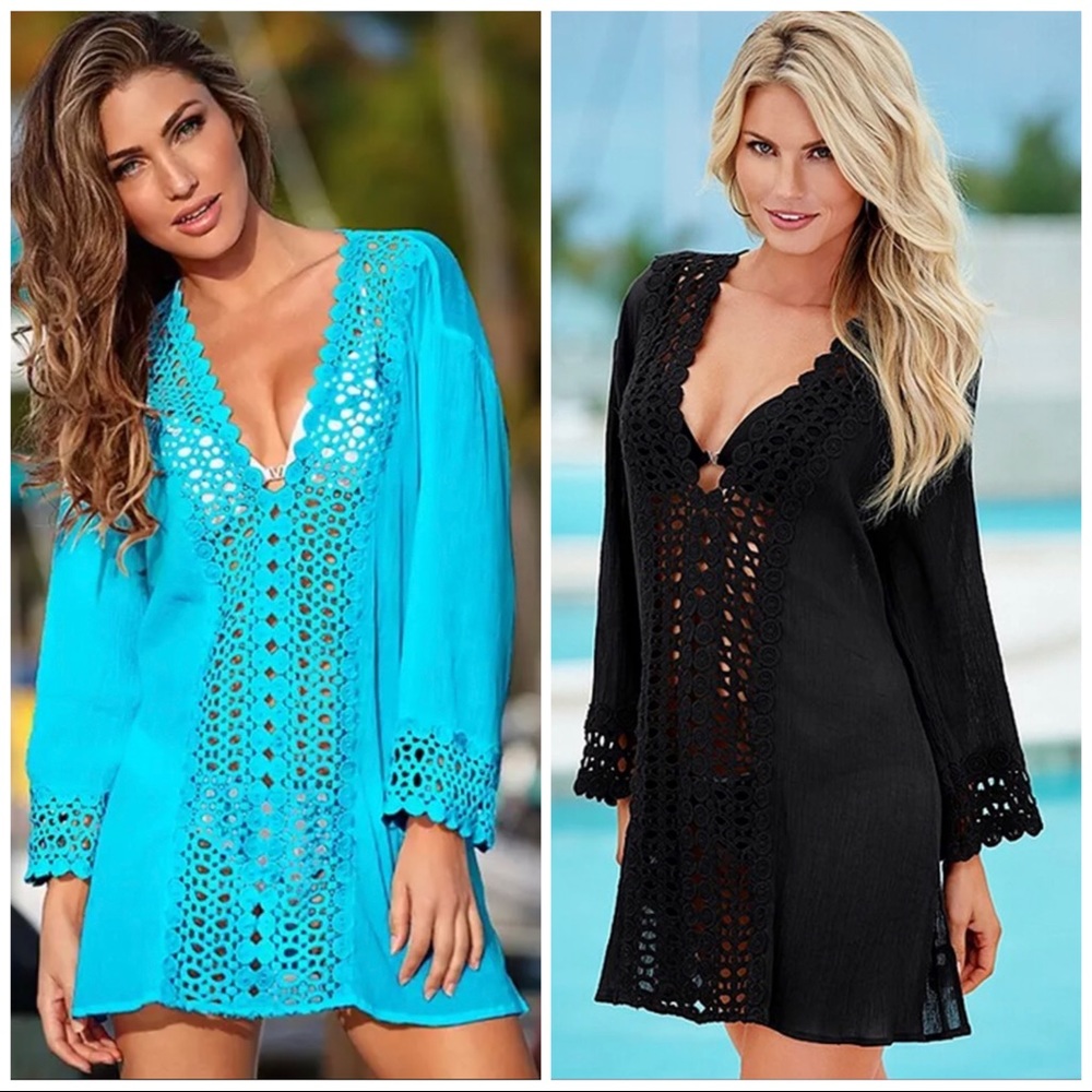 Swimsuit Bikini Cover Up Beachwear Black - Picture 5 of 11